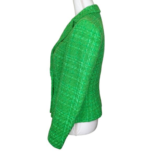 Zara Kate Middleton Textured Tweed Boucle Apple Green Gold Button Cropped Blazer - Picture 9 of 14